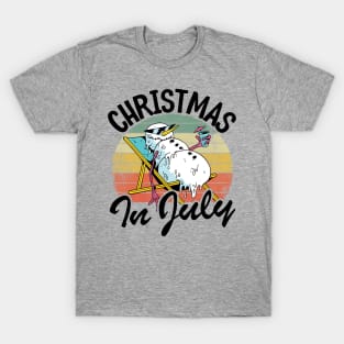 Melting Snowman Vintage Funny Christmas In July T-Shirt